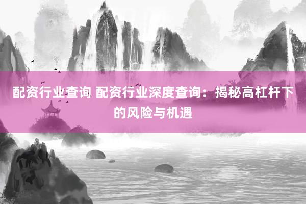 配資行業(yè)查詢 配資行業(yè)深度查詢：揭秘高杠桿下的風(fēng)險與機遇