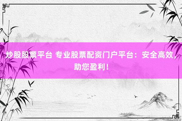 炒股股票平臺 專業(yè)股票配資門戶平臺：安全高效，助您盈利！