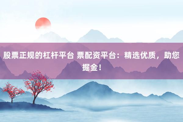 股票正規(guī)的杠桿平臺 票配資平臺：精選優(yōu)質(zhì)，助您掘金！