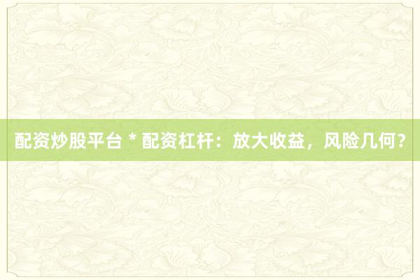 配資炒股平臺 * 配資杠桿：放大收益，風(fēng)險(xiǎn)幾何？