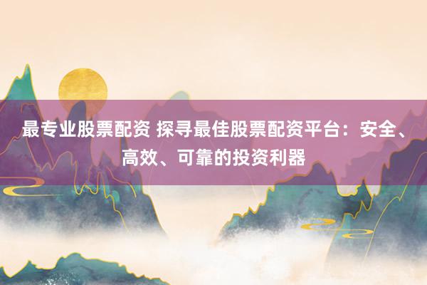 最專業(yè)股票配資 探尋最佳股票配資平臺：安全、高效、可靠的投資利器