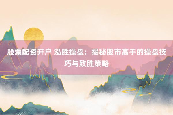 股票配資開戶 泓勝操盤：揭秘股市高手的操盤技巧與致勝策略
