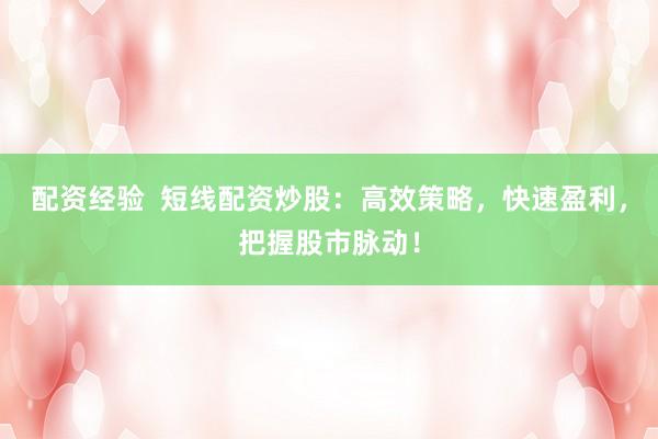 配資經(jīng)驗(yàn)  短線配資炒股：高效策略，快速盈利，把握股市脈動(dòng)！