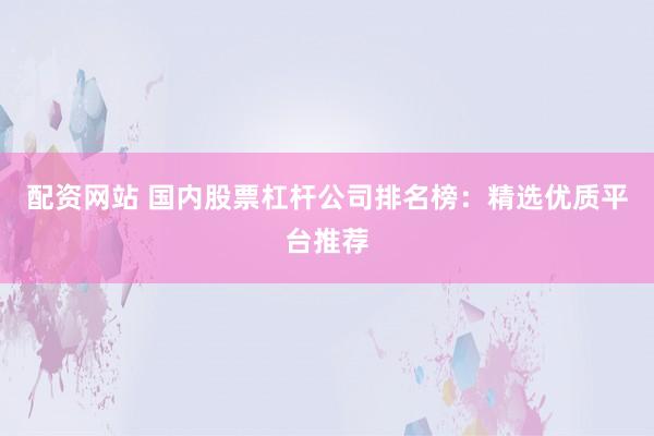 配資網(wǎng)站 國內(nèi)股票杠桿公司排名榜：精選優(yōu)質(zhì)平臺推薦