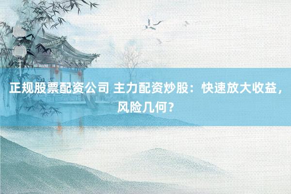 正規(guī)股票配資公司 主力配資炒股：快速放大收益，風險幾何？
