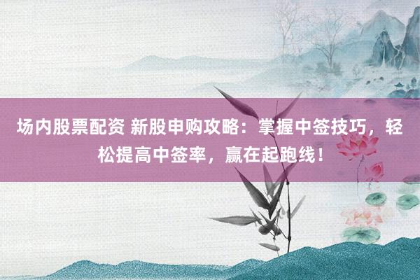場(chǎng)內(nèi)股票配資 新股申購攻略：掌握中簽技巧，輕松提高中簽率，贏在起跑線！