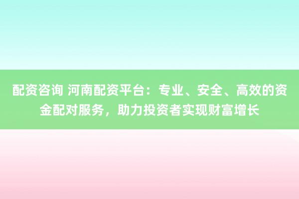 配資咨詢 河南配資平臺：專業(yè)、安全、高效的資金配對服務，助力投資者實現(xiàn)財富增長